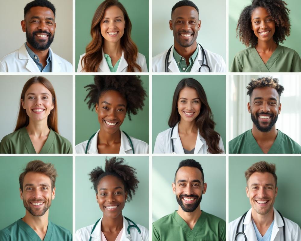 Retratos de usuários satisfeitos com o serviço